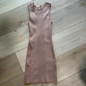 Tan bebe Body Con Dress with Tie-up Back